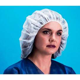 Lightweight Polypropylene Bouffant Cap, 100% Latex Free, Green 21", 100/Bag
