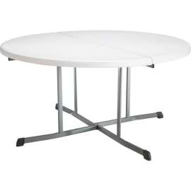 Lifetime 60" Round Portable Fold-In-Half Plastic Table, White
