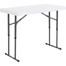 Lifetime Adjustable Height Plastic Folding Table, 24" x 48", White