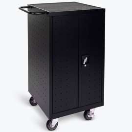 Luxor Laptop/Chromebook Computer Charging Cart For 18 Devices, 25"W x 21-1/4"D x 39-3/4"H, Black