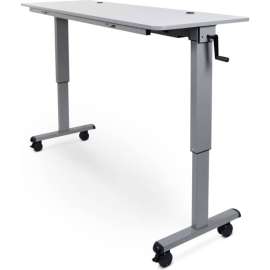 Luxor Adjustable Height Flip Top Table w/ Crank Handle - 60" - Gray