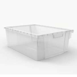 Luxor Clear Stackable Storage Bins, 4 Large, 20Lbs Bin Cap, Polypropylene, 12-1/4"W x 16-3/4"D x 6"H
