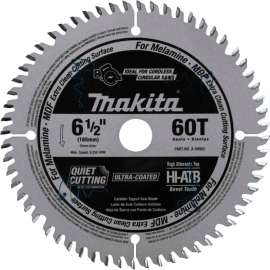 Makita Carbide-Tipped Cordless Plunge Saw Blade, MDF, Laminate, 6-1/2"Dia, 60 TPI