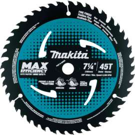 Makita Carbide-Tipped Max Effcy Ultra-Thin Kerf Saw Blade, Fine Crosscutting, 7-1/4"Dia, 45TPI