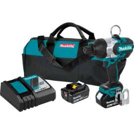 Makita Cordless Hi-Torque 7/16" Hex Impact Wrench Kit, 5.0Ah, 18V LXT Li-Ion, Brushless