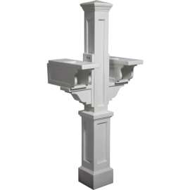 Mayne Rockport Double Mailbox Post 5811-W - 56"H White