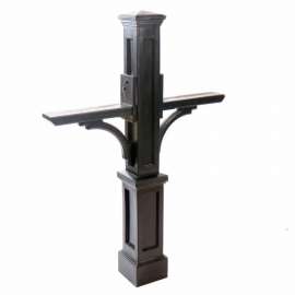 Mayne Newport Plus Double Mailbox Post 5814-B - 56"H Black
