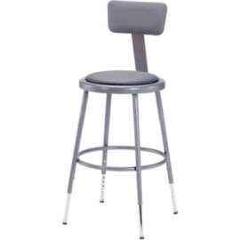 NPS - 6400 Series Gray Vinyl Padding Steel 18.5" to 26.5" Science Stools with Backrest