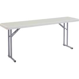 Interion Plastic Folding Seminar Table, 18" x 72", White