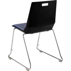 NPS - LuvraFlex Series Black/Blue Padded Plastic Stack Chair with Chrome Frame