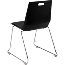 NPS - LuvraFlex Series Black Padded Plastic Stack Chair with Chrome Frame