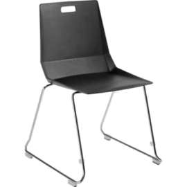 NPS - LuvraFlex Series Black Plastic Stack Chair with Chrome Frame