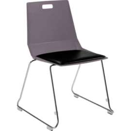NPS - LuvraFlex Series Charcoal/Black Padded Plastic Stack Chair with Chrome Frame