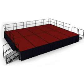 NPS - Red Carpet 20'L x 16'W x 32"H Stage Packadge with Shirred Pleat Black Skirting