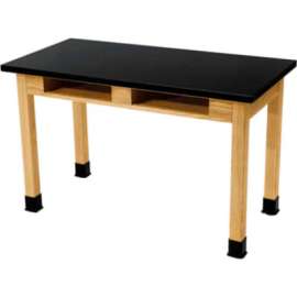 NPS - Wood Series Solid Ash 48"L x 24"W x 30"H Science Table with Chemical Resistant Top & Book Compartments