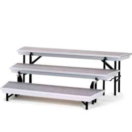 NPS - Gray Carpet 60"L x 18"W x 24"H 3 Level Standing Tapered Choral Riser