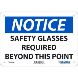 Global Industrial Notice Safety Glasses Required Beyond This Point, 7x10, Aluminum