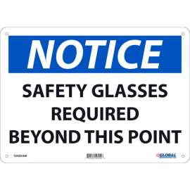 Global Industrial Notice Safety Glasses Required Beyond This Point, 10x14, Aluminum