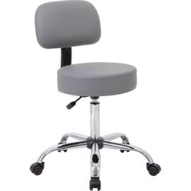 Boss Gray Caressoft Vinyl Medical Stool with Back Cushion - Gray