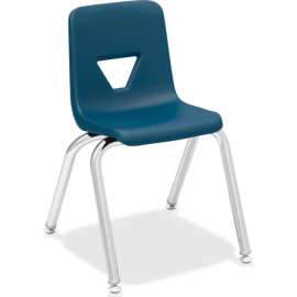 Lorell 14" Stacking Student Chair - Navy - 4/Pack