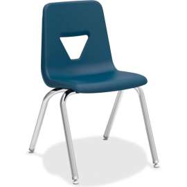 Lorell 18" Stacking Student Chair - Navy - 4/Pack