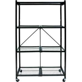Origami R5-01W General Purpose Collapsible Shelf With Wheels, 4 Tier Steel