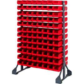 Quantum QRU-12D-220-192 Double Sided 12 Rail Unit With 192 QUS220 Ultra Stack & Hang Bins, Red