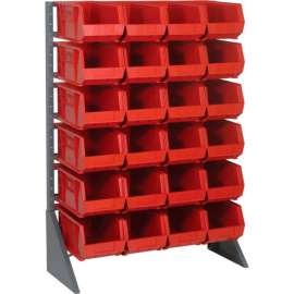 Quantum QRU-12S-240-24 Single Sided 12 Rail Unit With 24 QUS240 Ultra Stack & Hang Bins, Red