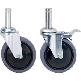 Stem Casters for Quantum Conductive Wire Bin Shelving Systems - 4 Swivel, 2 With Brakes 5" x 1-1/4"