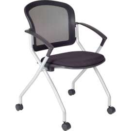Regency Mesh Back Nesting Chair with Casters - Black