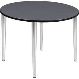 Regency Kahlo 48" Round Multipurpose Breakroom Tapered Leg Table, Grey/ Chrome