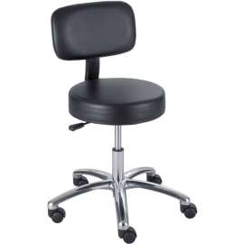 Safco Lab Stool with Back - Vinyl - Pneumatic - Black