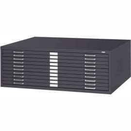 10-Drawer Steel Flat File for 30" x 42" Documents - Black