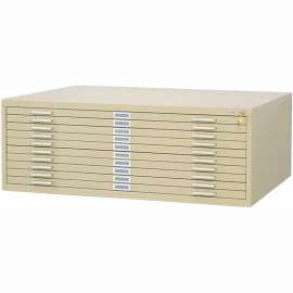 10-Drawer Steel Flat File for 30" x 42" Documents - Sand