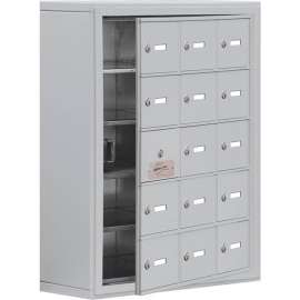 15 Door Welded Cell Phone Locker W/Keyed Locks, 24"Wx9-1/4"Dx31"H, Gray, Assembled