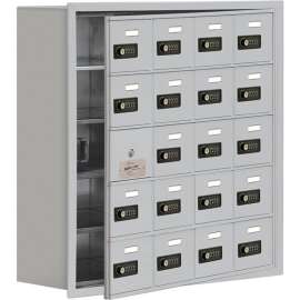 20 Door Welded Cell Phone Locker W/Recessed Combo Locks, 30-1/2"Wx8-3/4"Dx31"H,Gray,Assembled