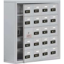 20 Door Welded Cell Phone Locker W/Combo Locks, 30-1/2"Wx9-1/4"Dx31"H, Gray, Assembled