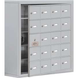 20 Door Welded Cell Phone Locker W/Keyed Locks, 30-1/2"Wx9-1/4"Dx31"H, Gray, Assembled
