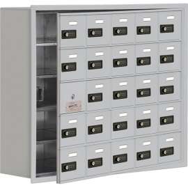 Cell Phone Locker with Access Panel 19158-25ARC - Recessed Mounted, Combo Locks 25 A Doors, Aluminum