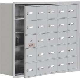 25 Door Welded Cell Phone Locker W/Recessed Key Locks, 37"Wx8-3/4"Dx31"H, Gray, Assembled
