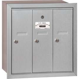 3500 Series 4B+ Vertical Mailbox, 3 Doors, Recessed Mounted, Aluminum, USPS Access