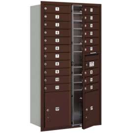 4C Horizontal Mailbox, 56-3/4"H, Double Column, 20 MB1/2 PL Doors, Front Load, Bronze, USPS