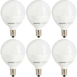 Sunlite LED G16.5 Bulb, 120V, 7W, 500 Lumens, Candelabra Screw Base, Warm White, Pack of 6