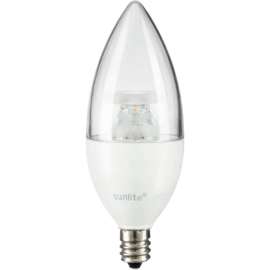 Sunlite LED B11 Bulb, Clear Torpedo Tip, 120V, 4.5W, Candelabra Screw Base, 3000K, Warm White