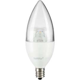 Sunlite LED B11 Bulb, Clear Torpedo Tip, 120V, 7W, Candelabra Screw Base, 3000K, Warm White