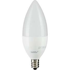 Sunlite LED B11 Bulb, Frosted Torpedo Tip, 120V, 7W, Candelabra Screw Base, 3000K, Warm White