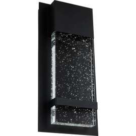 Sunlite LED Wall Sconce w/ Rain Glass Panel 13-3/4" Tall 6-1/2" Wide, 12W, Black Finish, Super White