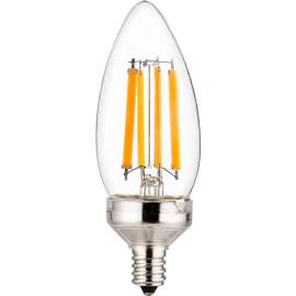 Sunlite B11 LED Chandelier Light Bulb, Candelabra Base, 8.8W, 800 Lumens, 4000K, Cool White