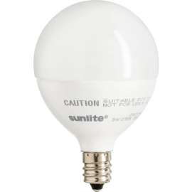Sunlite G16.5 LED Light Bulb, Candelabra Base, 5W, 350 Lumens, 3000K, Warm White, Pack of 6
