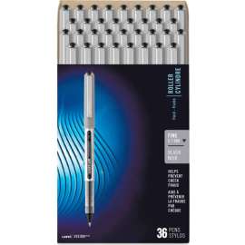 uni-ball VISION Stick Roller Ball Pen - Black Ink - Fine Point - 36 Pack